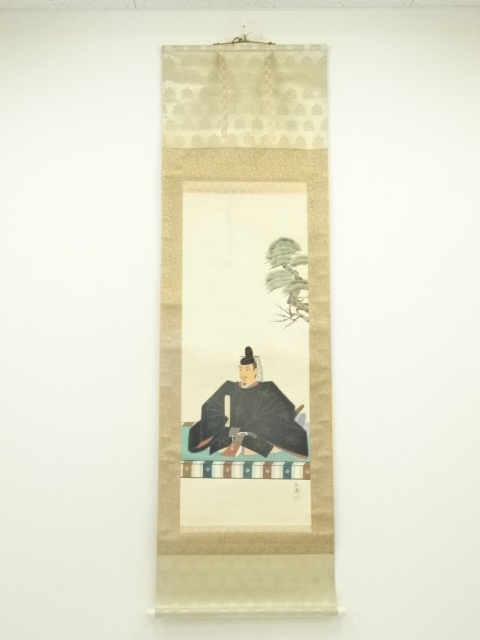 JAPANESE HANGING SCROLL / HAND PAINTED / MAN IN THE PAST ERA